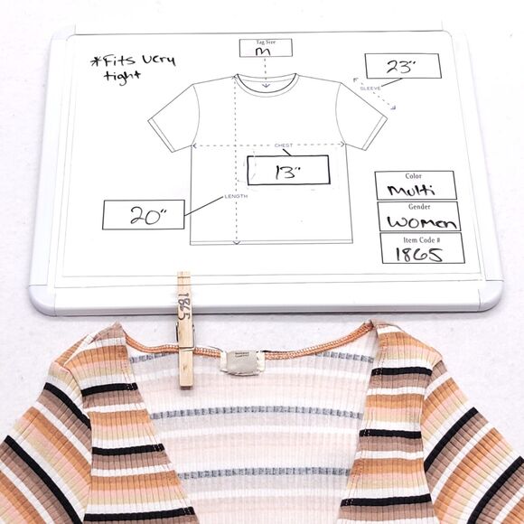 Billabong Casual V Neck Long Sleeve Top Womens Size Medium M Multi-Color - Picture 10 of 10